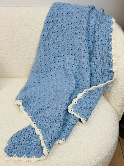 Kids and Babies' Crochet Blanket, kids room deco, kids gift, worsted wool and cotton blend